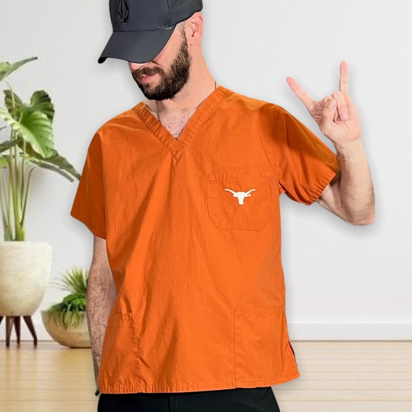 University of Texas Nursing Medical Scrub Top Size Small Burnt Orange Longhorns - Picture 1 of 9